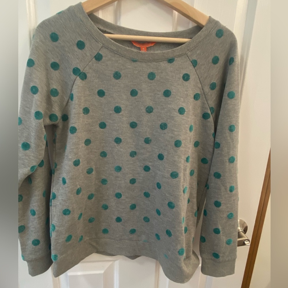 ModCloth Grey and Teal Polka Dot Sweater